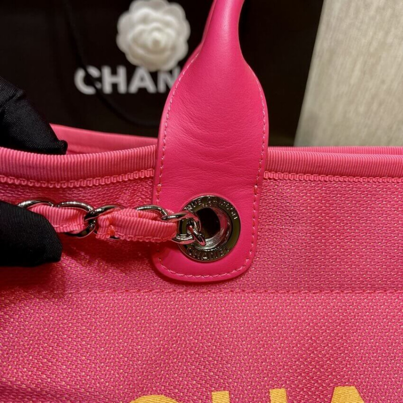 Wholesale Luxury Chanel 21S Deauville Peachblow Yellow Large Shopping Bag A66941 - Image 6