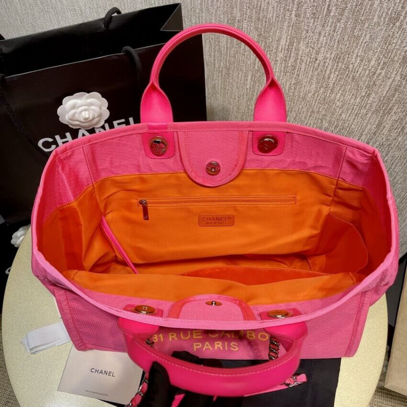 Wholesale Luxury Chanel 21S Deauville Peachblow Yellow Large Shopping Bag A66941 - Image 7