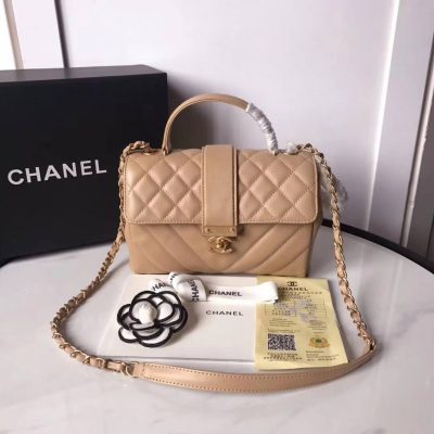 Alternative view of Wholesale Luxury Chanel Calfskin Flap Bag With Top Handle As0804