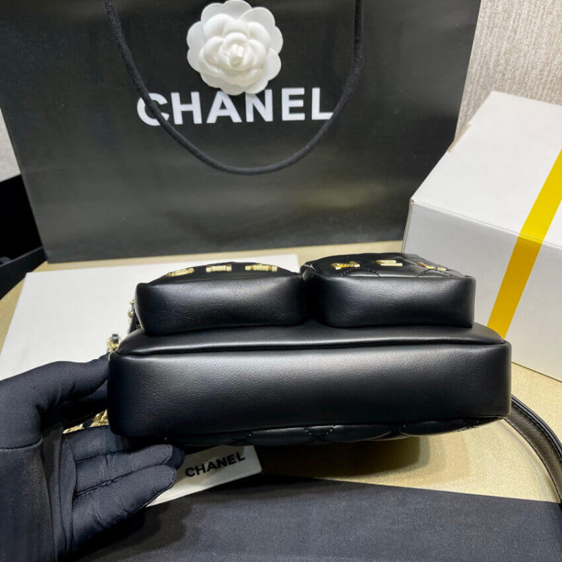 Wholesale Luxury Chanel Calfskin Leather Camera Case As2924 Black - Image 8