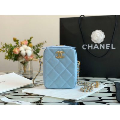 Wholesale Luxury Chanel Caviar Calfskin Pearl Crush Gold Ball Phone Clutch With Chain 99098