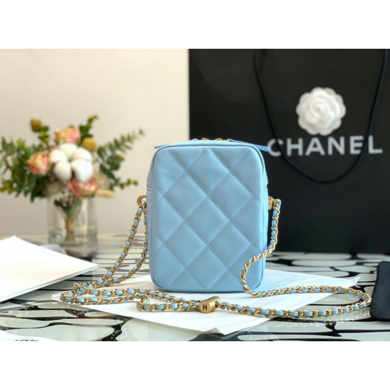 Wholesale Luxury Chanel Caviar Calfskin Pearl Crush Gold Ball Phone Clutch With Chain 99098 - Image 8