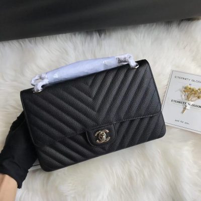 Alternative view of Wholesale Luxury Chanel Chevron Caviar Calfskin Classic Flap Bag A01112 Black