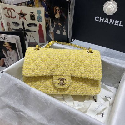 Wholesale Luxury Chanel Classic Flap Bag In Yellow Tweed 1112
