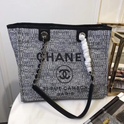 Alternative view of Wholesale Luxury Chanel Deauville Chain Shoulder Tote 33Cm Canvas Bag A66939
