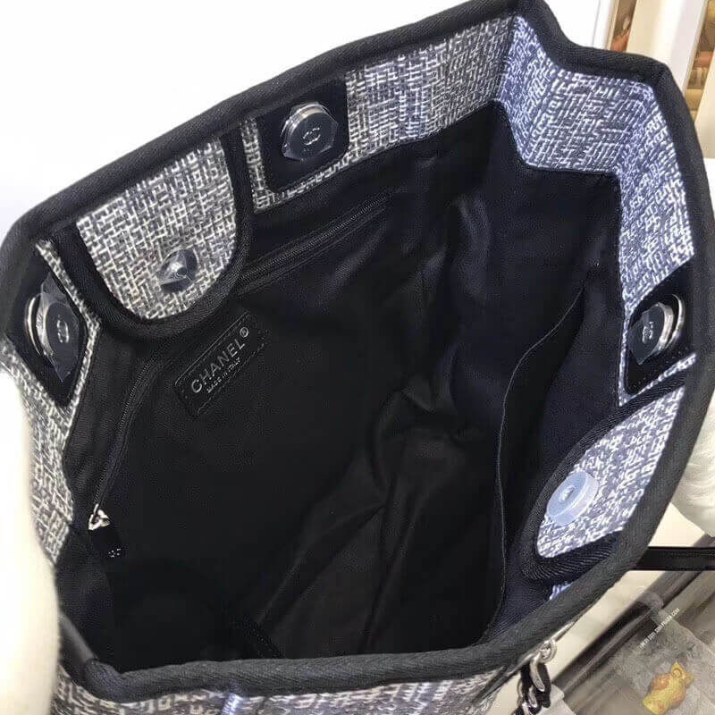 Wholesale Luxury Chanel Deauville Chain Shoulder Tote 33Cm Canvas Bag A66939 - Image 7