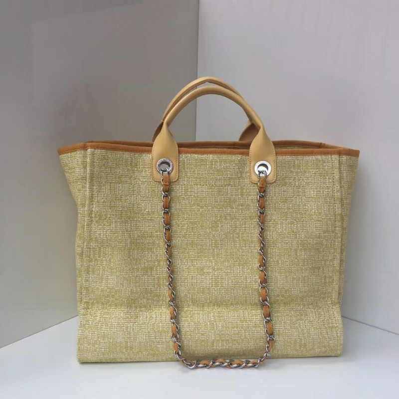 Wholesale Luxury Chanel Deauville Tote 38Cm Canvas Bag A66941 Apricot/Gold - Image 2