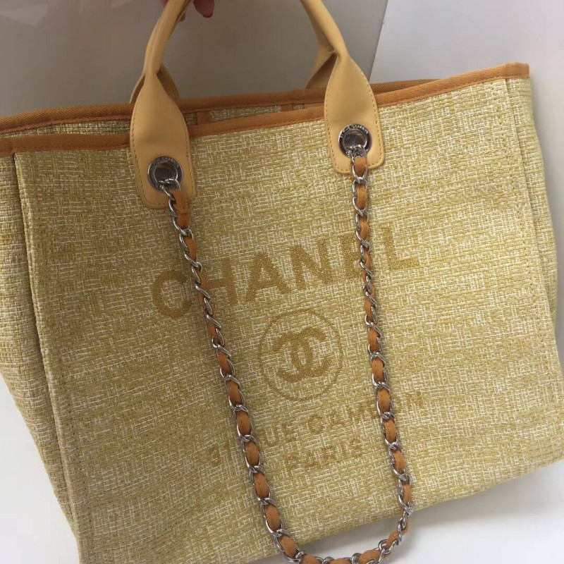 Wholesale Luxury Chanel Deauville Tote 38Cm Canvas Bag A66941 Apricot/Gold - Image 4
