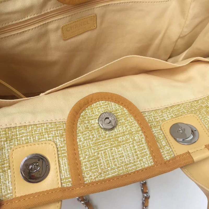 Wholesale Luxury Chanel Deauville Tote 38Cm Canvas Bag A66941 Apricot/Gold - Image 7
