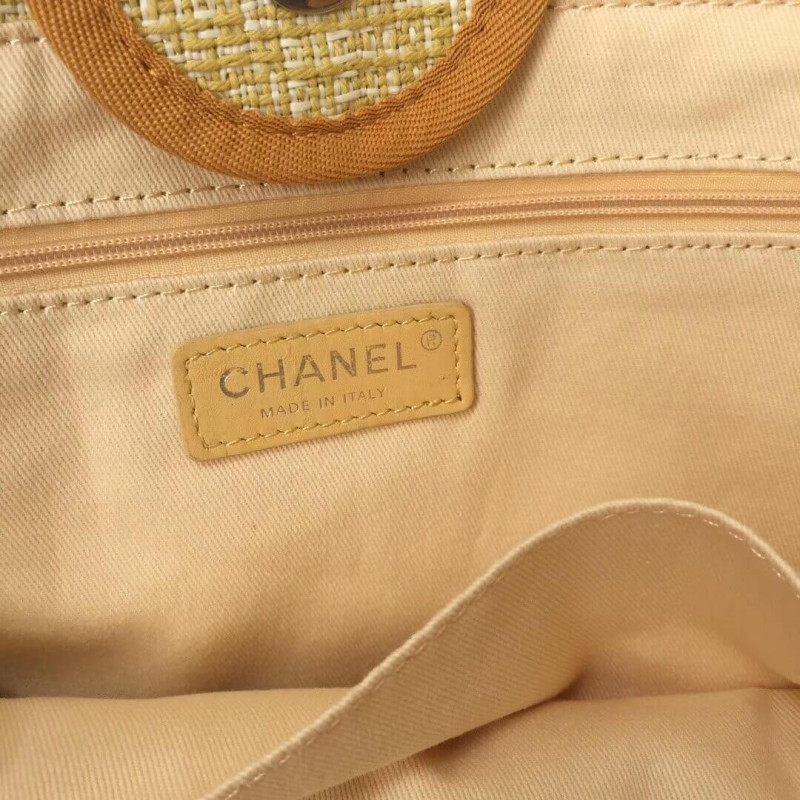 Wholesale Luxury Chanel Deauville Tote 38Cm Canvas Bag A66941 Apricot/Gold - Image 8