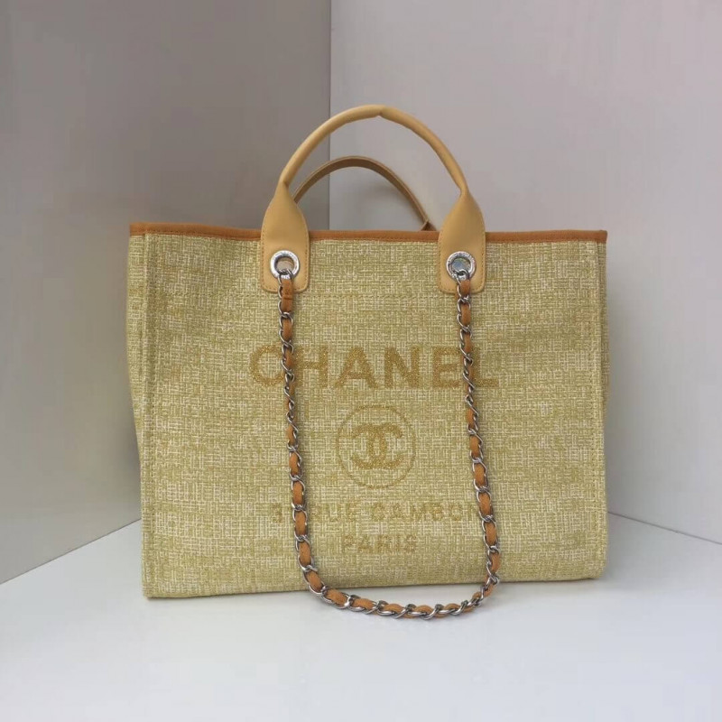 Wholesale Luxury Chanel Deauville Tote 38Cm Canvas Bag A66941 Apricot/Gold