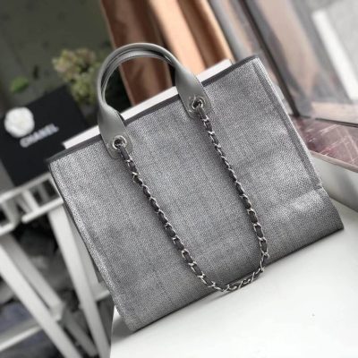 Wholesale Luxury Chanel Deauville Tote 38Cm Canvas Bag A66941 Ash Grey