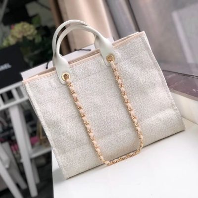 Alternative view of Wholesale Luxury Chanel Deauville Tote 38Cm Canvas Bag A66941 Beige/White