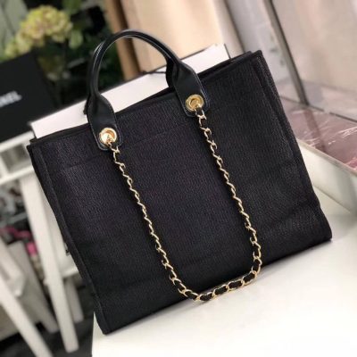 Alternative view of Wholesale Luxury Chanel Deauville Tote 38Cm Canvas Bag A66941 Black / Grey