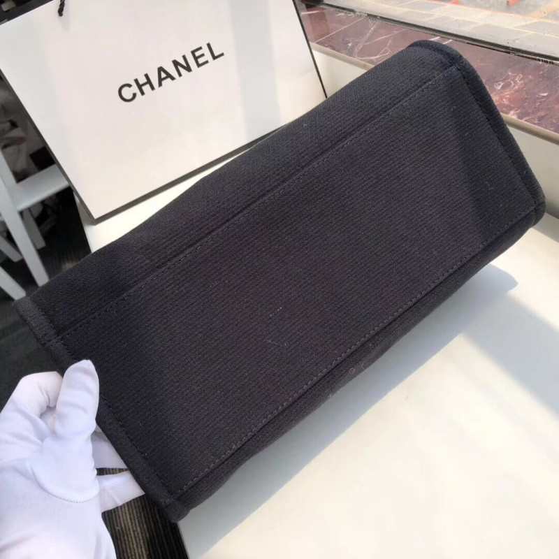 Wholesale Luxury Chanel Deauville Tote 38Cm Canvas Bag A66941 Black/White - Image 3