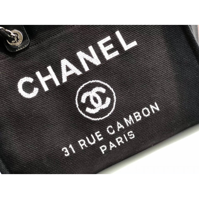 Wholesale Luxury Chanel Deauville Tote 38Cm Canvas Bag A66941 Black/White - Image 6