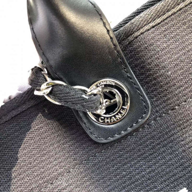 Wholesale Luxury Chanel Deauville Tote 38Cm Canvas Bag A66941 Black/White - Image 8