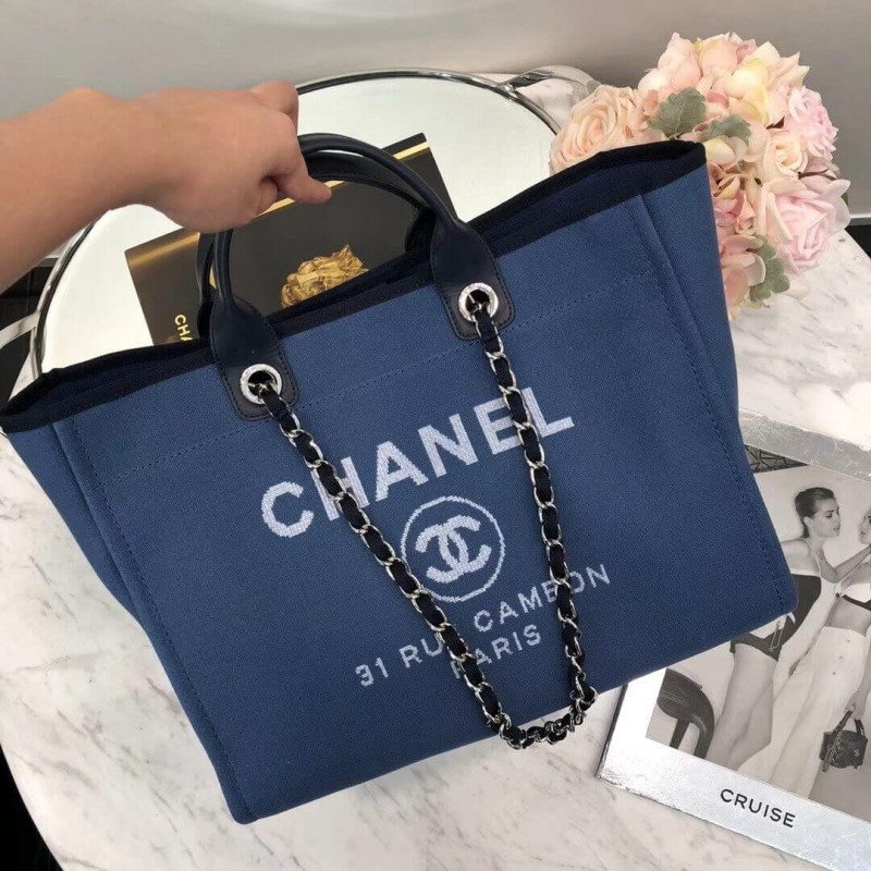 Wholesale Luxury Chanel Deauville Tote 38Cm Canvas Bag A66941 Blue - Image 2