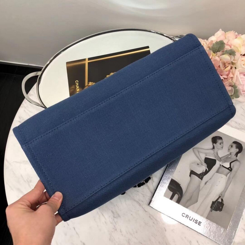 Wholesale Luxury Chanel Deauville Tote 38Cm Canvas Bag A66941 Blue - Image 3