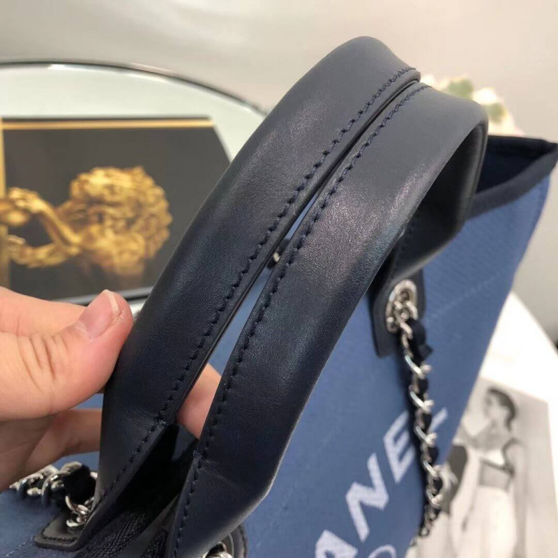Wholesale Luxury Chanel Deauville Tote 38Cm Canvas Bag A66941 Blue - Image 4