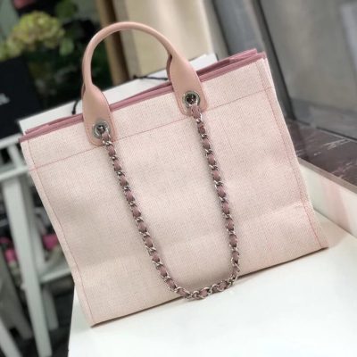 Wholesale Luxury Chanel Deauville Tote 38Cm Canvas Bag A66941 Bubblegum Pink