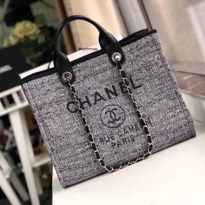 Wholesale Luxury Chanel Deauville Tote 38Cm Canvas Bag A66941 Charcoal Jacquard