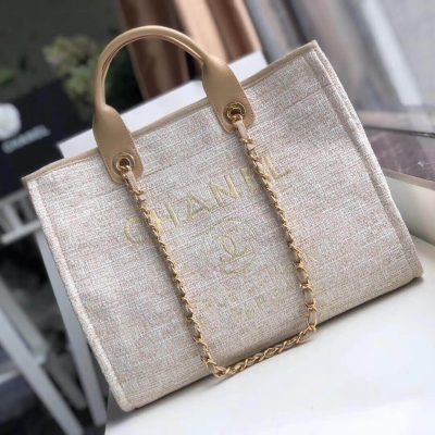 Wholesale Luxury Chanel Deauville Tote 38Cm Canvas Bag A66941 Cream / Beige
