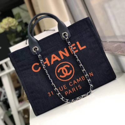 Alternative view of Wholesale Luxury Chanel Deauville Tote 38Cm Canvas Bag A66941 Denim Blue/Orange
