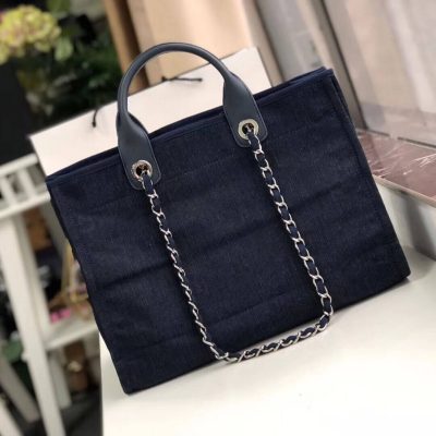 Wholesale Luxury Chanel Deauville Tote 38Cm Canvas Bag A66941 Denim Blue/Orange