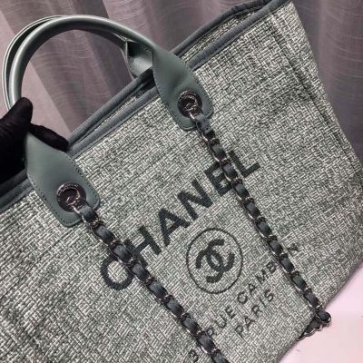 Alternative view of Wholesale Luxury Chanel Deauville Tote 38Cm Canvas Bag A66941 Fig Green