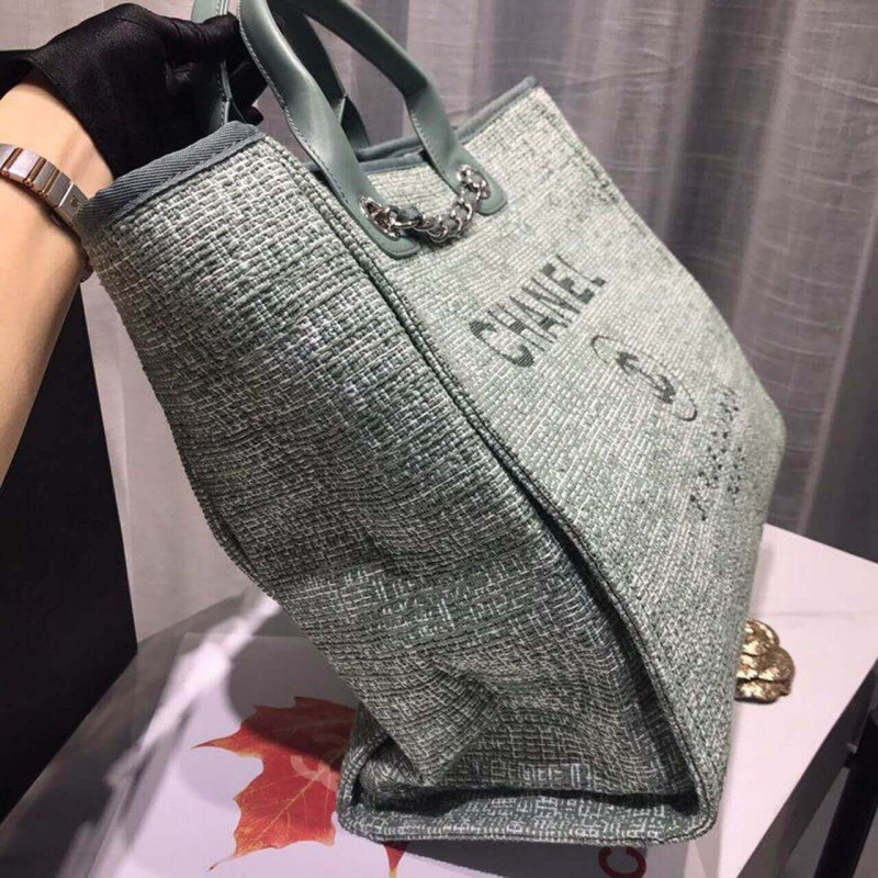 Wholesale Luxury Chanel Deauville Tote 38Cm Canvas Bag A66941 Fig Green - Image 3