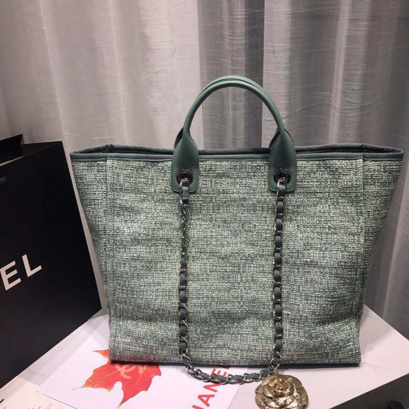 Wholesale Luxury Chanel Deauville Tote 38Cm Canvas Bag A66941 Fig Green - Image 4