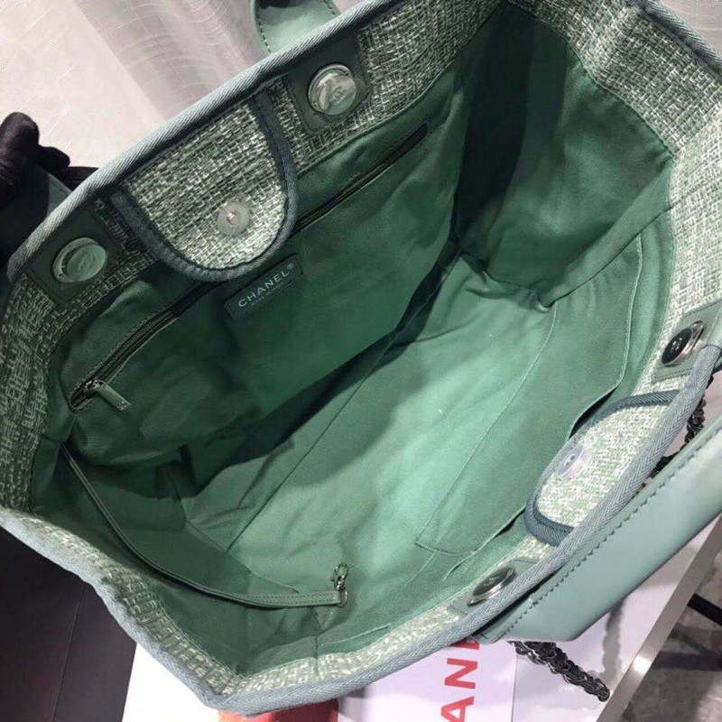 Wholesale Luxury Chanel Deauville Tote 38Cm Canvas Bag A66941 Fig Green - Image 5