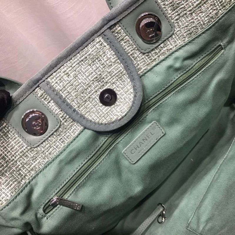 Wholesale Luxury Chanel Deauville Tote 38Cm Canvas Bag A66941 Fig Green - Image 6