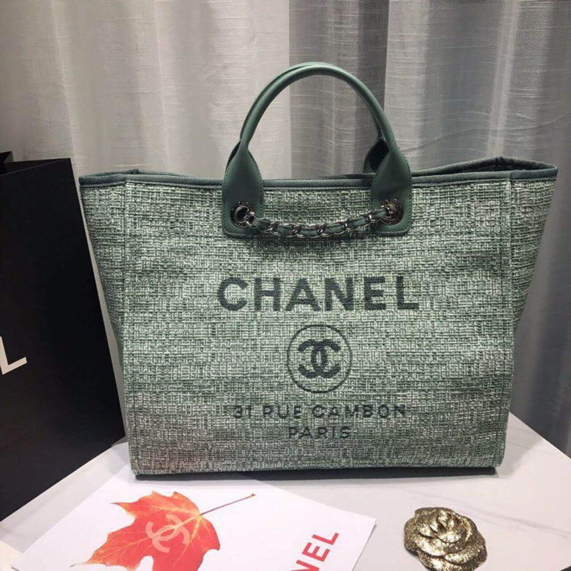 Wholesale Luxury Chanel Deauville Tote 38Cm Canvas Bag A66941 Fig Green