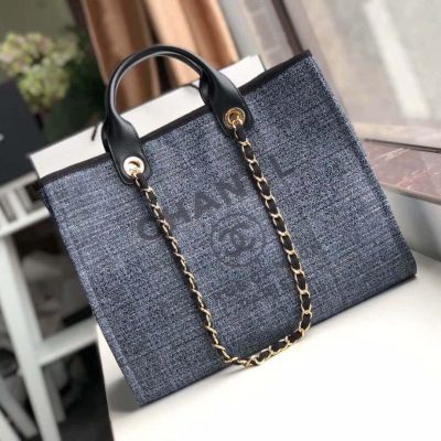 Wholesale Luxury Chanel Deauville Tote 38Cm Canvas Bag A66941 Grey Blue