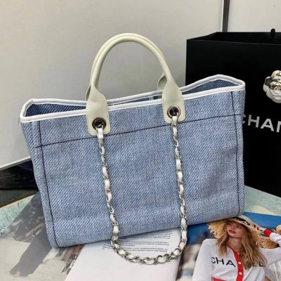 Alternative view of Wholesale Luxury Chanel Deauville Tote 38Cm Canvas Bag A66941 Light Blue