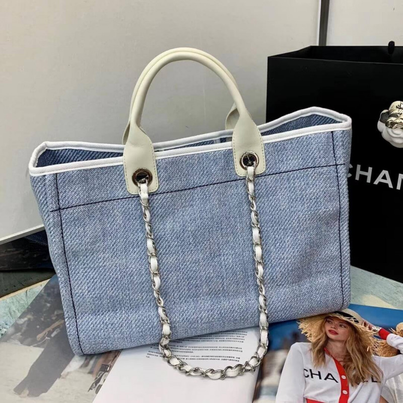 Wholesale Luxury Chanel Deauville Tote 38Cm Canvas Bag A66941 Light Blue - Image 2