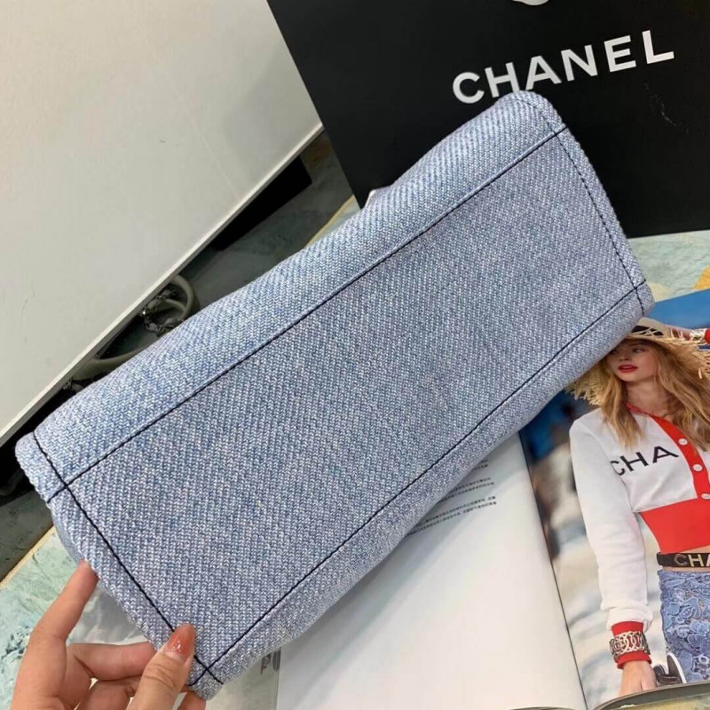 Wholesale Luxury Chanel Deauville Tote 38Cm Canvas Bag A66941 Light Blue - Image 3