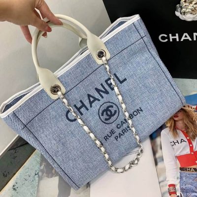 Wholesale Luxury Chanel Deauville Tote 38Cm Canvas Bag A66941 Light Blue