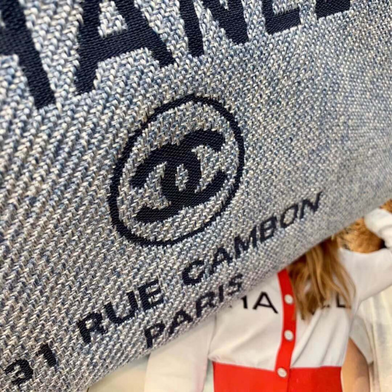 Wholesale Luxury Chanel Deauville Tote 38Cm Canvas Bag A66941 Light Blue - Image 6