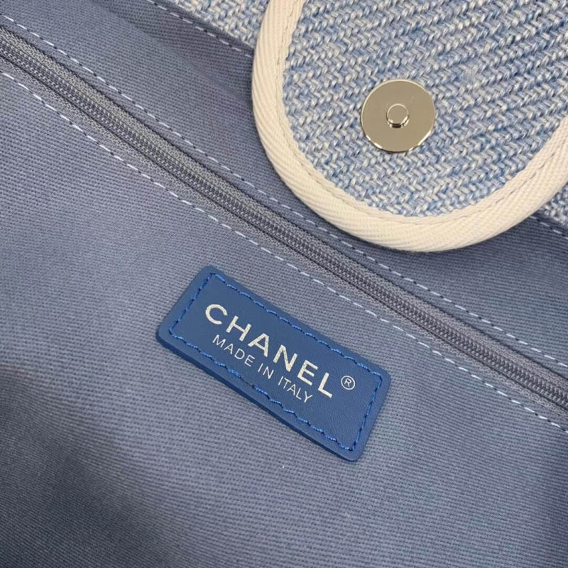 Wholesale Luxury Chanel Deauville Tote 38Cm Canvas Bag A66941 Light Blue - Image 9
