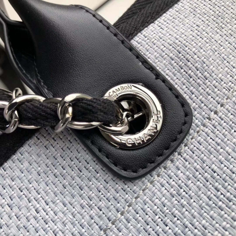 Wholesale Luxury Chanel Deauville Tote 38Cm Canvas Bag A66941 Light Grey/Black - Image 7