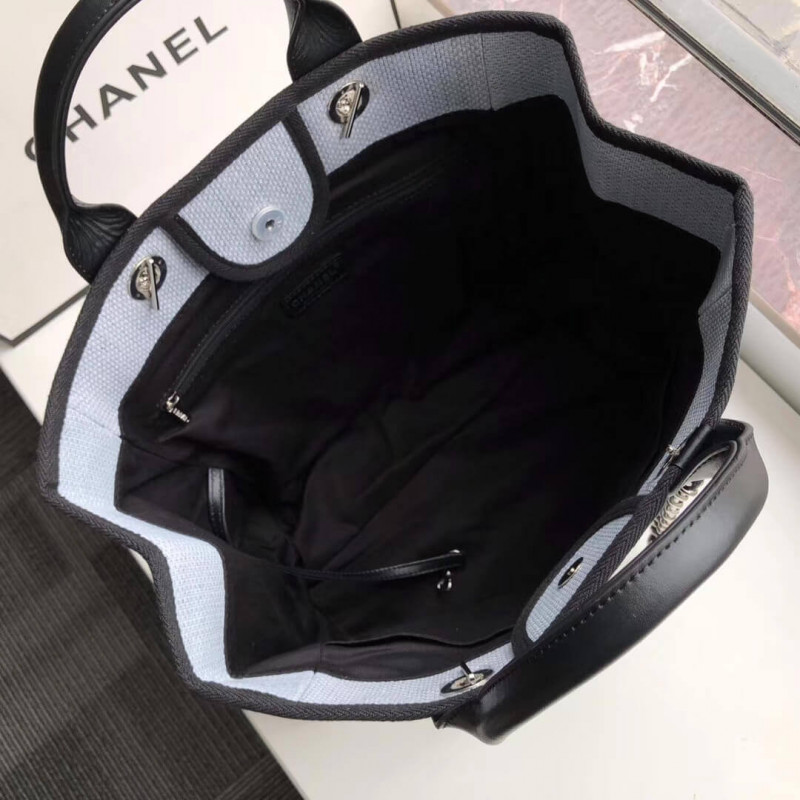 Wholesale Luxury Chanel Deauville Tote 38Cm Canvas Bag A66941 Light Grey/Black - Image 8