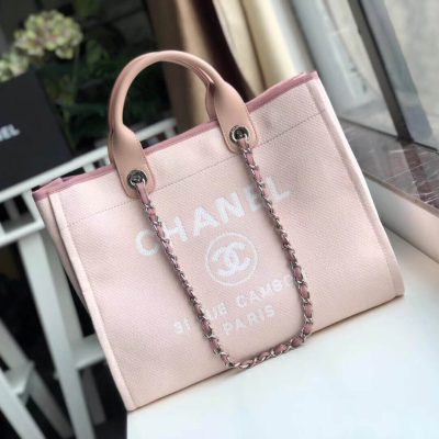 Wholesale Luxury Chanel Deauville Tote 38Cm Canvas Bag A66941 Pink/White