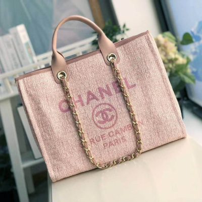 Wholesale Luxury Chanel Deauville Tote 38Cm Canvas Bag A66941 Poudre Pink