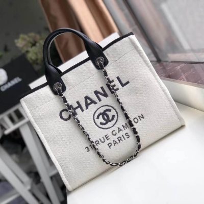 Alternative view of Wholesale Luxury Chanel Deauville Tote 38Cm Canvas Bag A66941 White / Black
