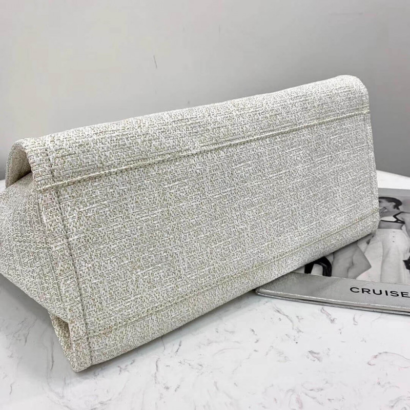 Wholesale Luxury Chanel Deauville Tote 38Cm Canvas Bag A66941 White/Gold - Image 6