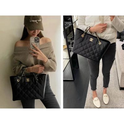 Alternative view of Wholesale Luxury Chanel Grained Calfskin Shopping Tote Bag As2030 Black