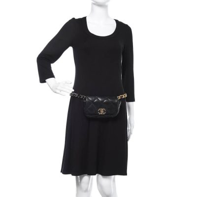 Alternative view of Wholesale Luxury Chanel Lambskin Quilted Chanel 19 Waist Bag As1163 Black